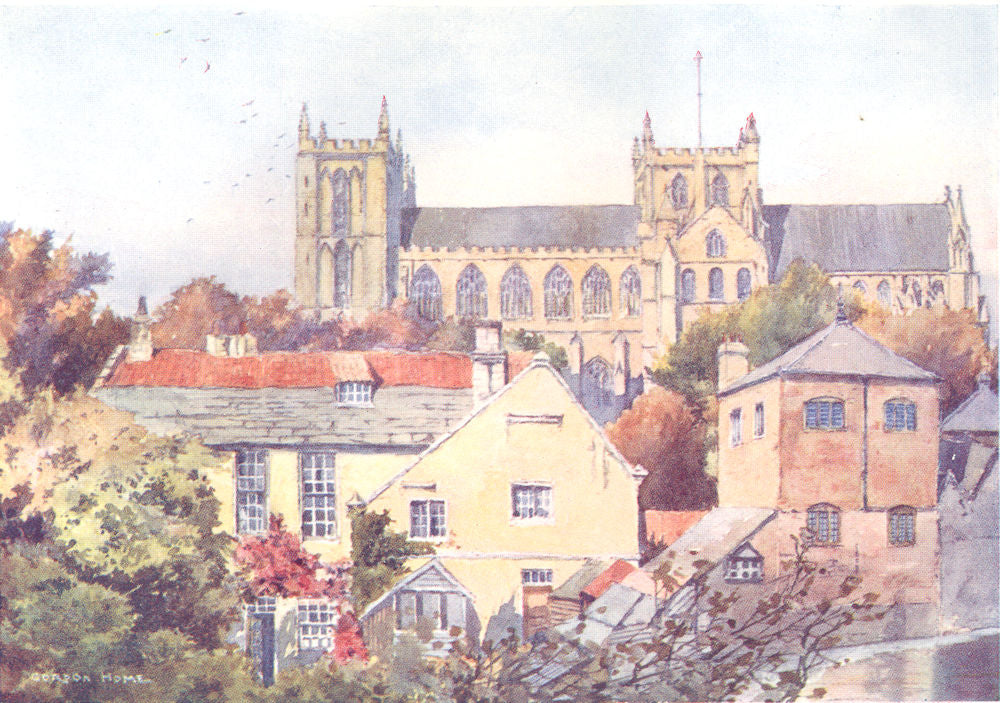 YORKS. Ripon Minster from the South 1908 old antique vintage print picture